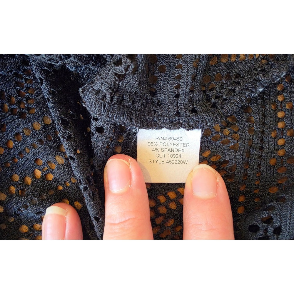 Black Crochet Lace Swim Cover Up Tunic OS Resort Vacation Ren Faire Whimsigoth - Picture 4 of 8